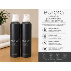 Eufora Formation Styling Foam Mousse De Coiffage 8oz 227g 2 Pack Volume